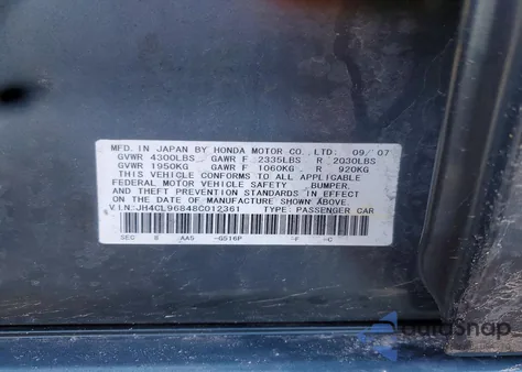 2008 Acura Tsx z USA, uszkodzony, nr VIN JH4CL96848C012361